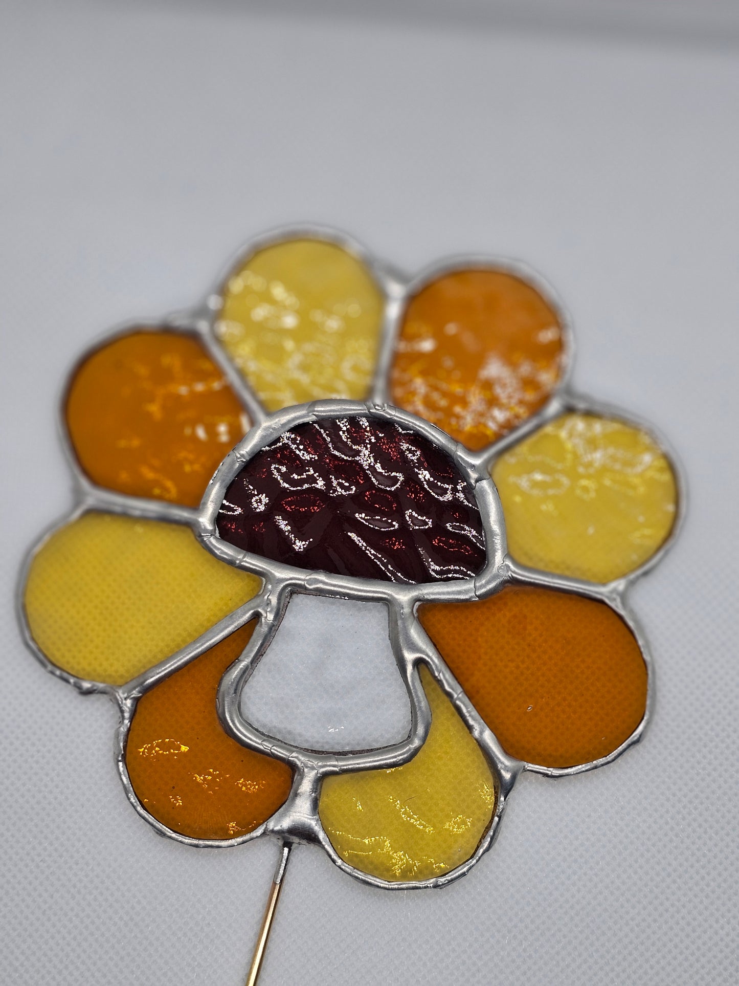 Groovy Mushroom Flower Stained Glass Plant Stake