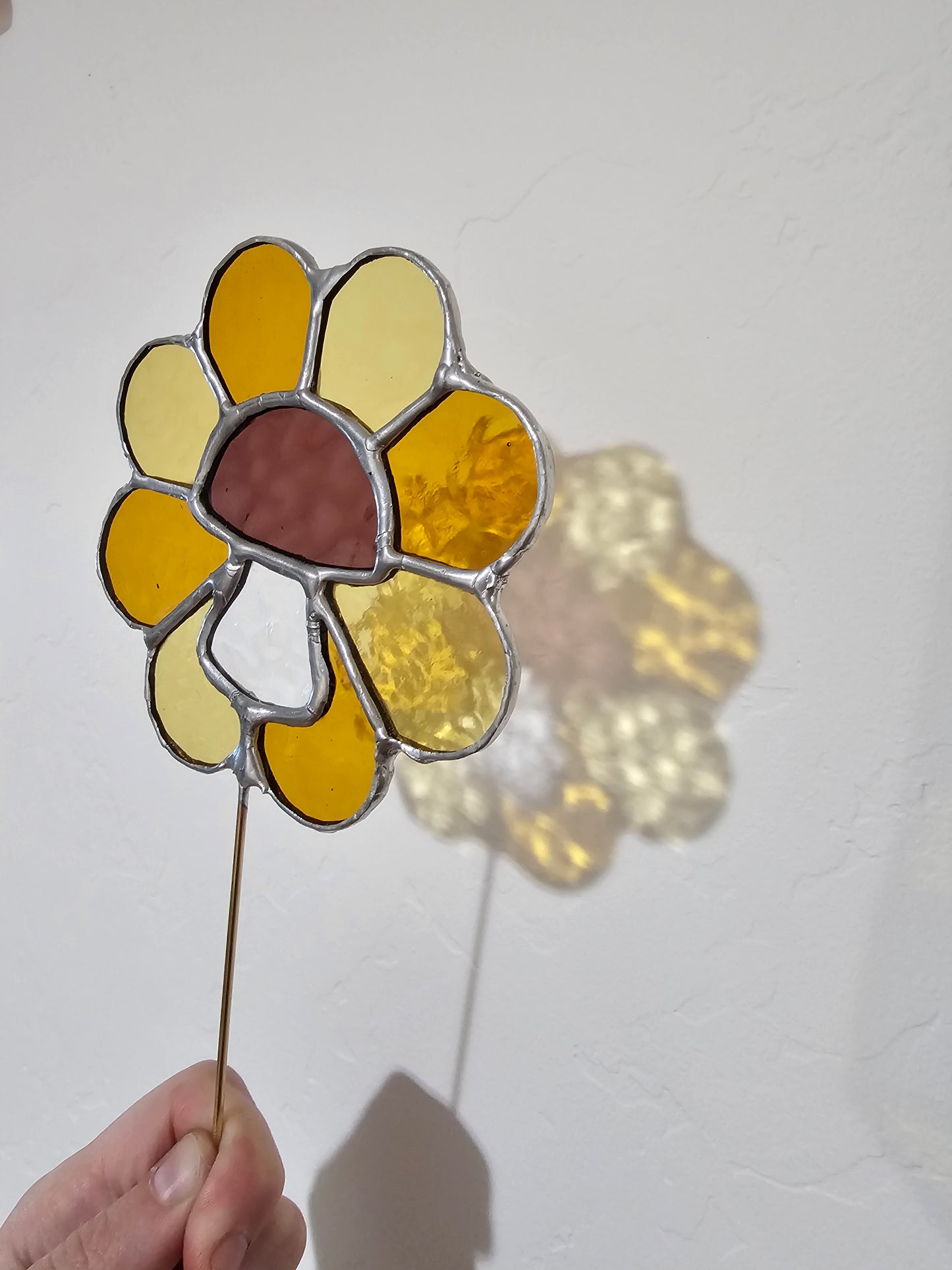 Groovy Mushroom Flower Stained Glass Plant Stake