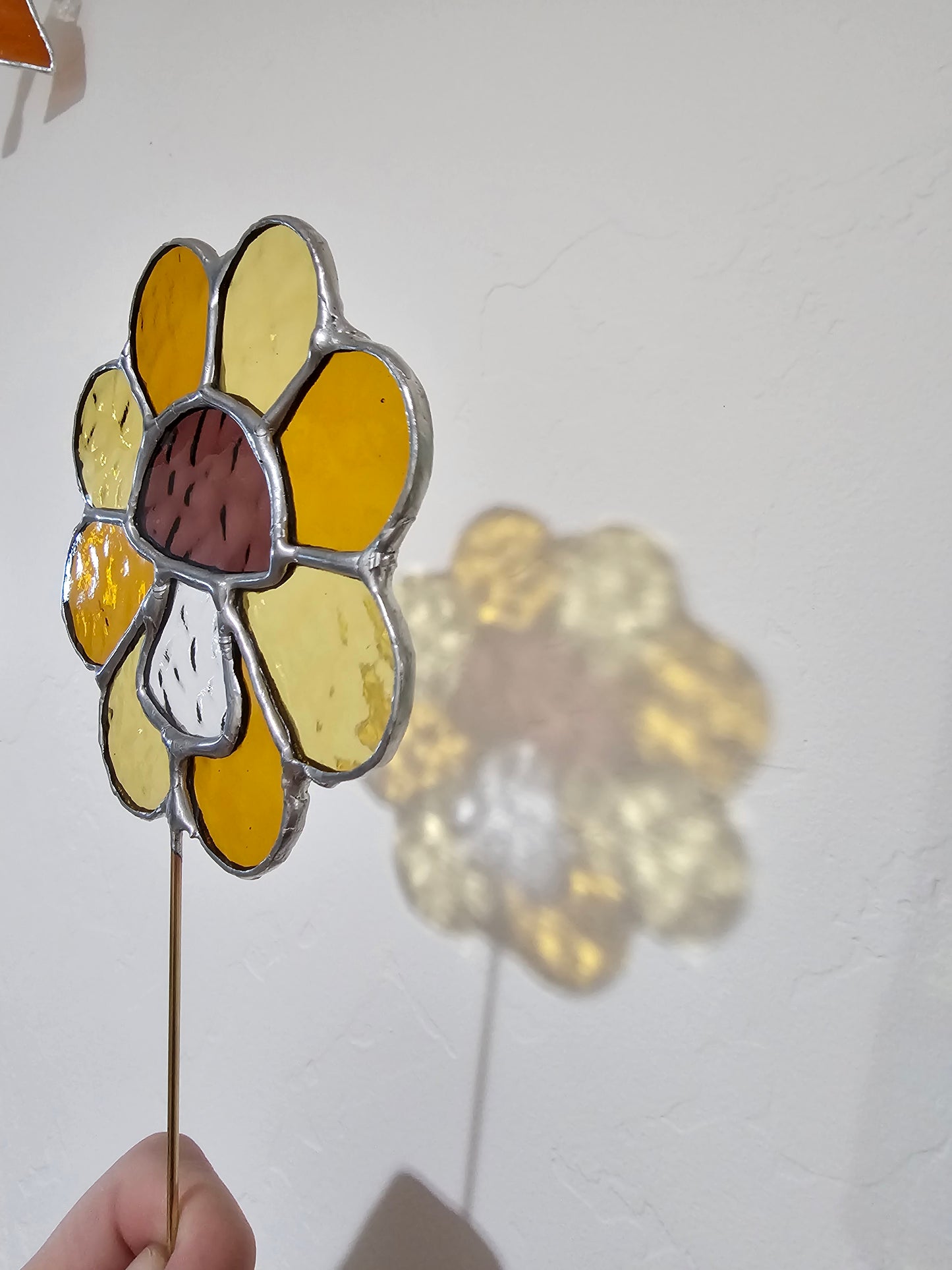 Groovy Mushroom Flower Stained Glass Plant Stake