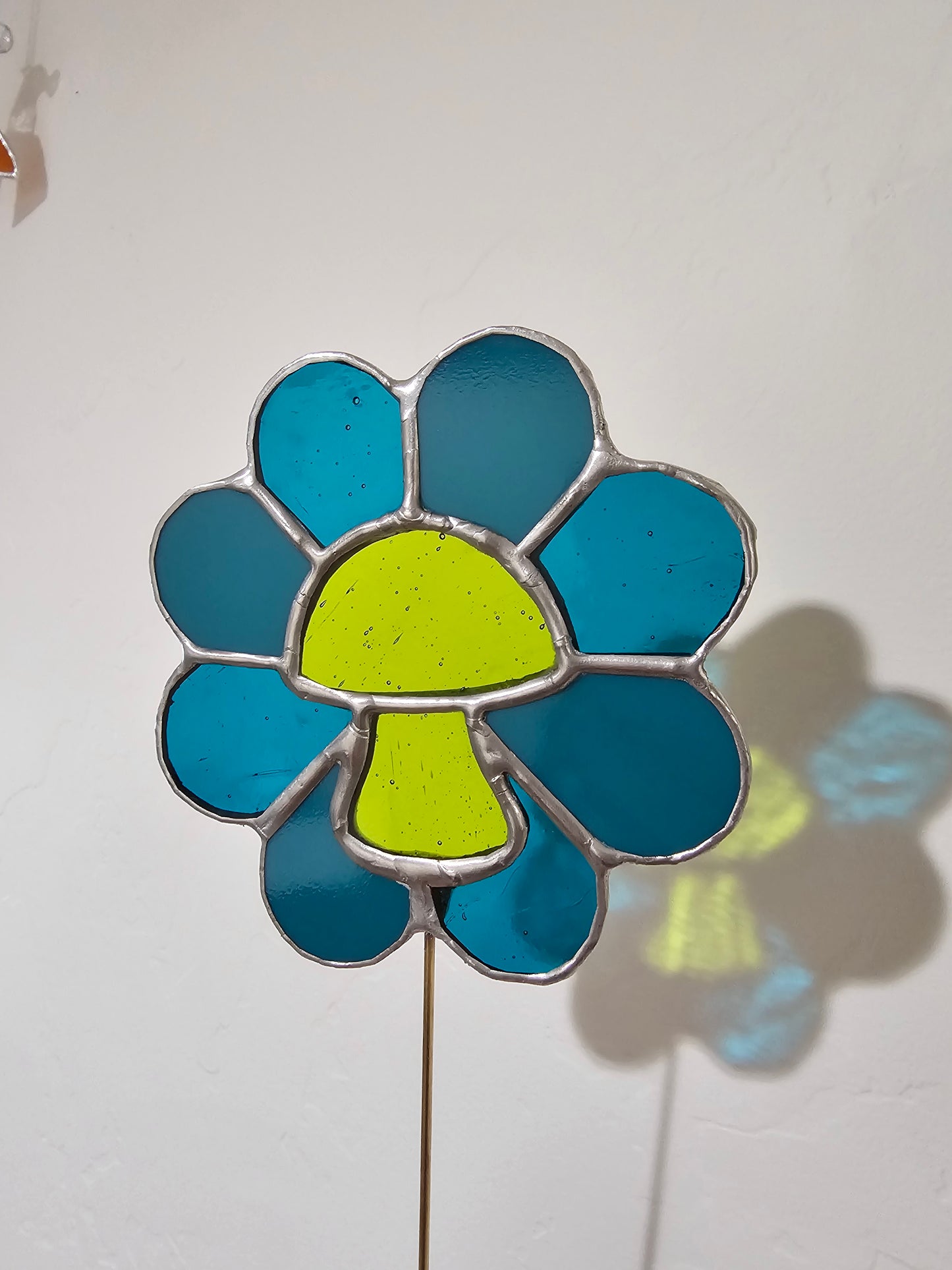 Groovy Mushroom Flower Stained Glass Plant Stake