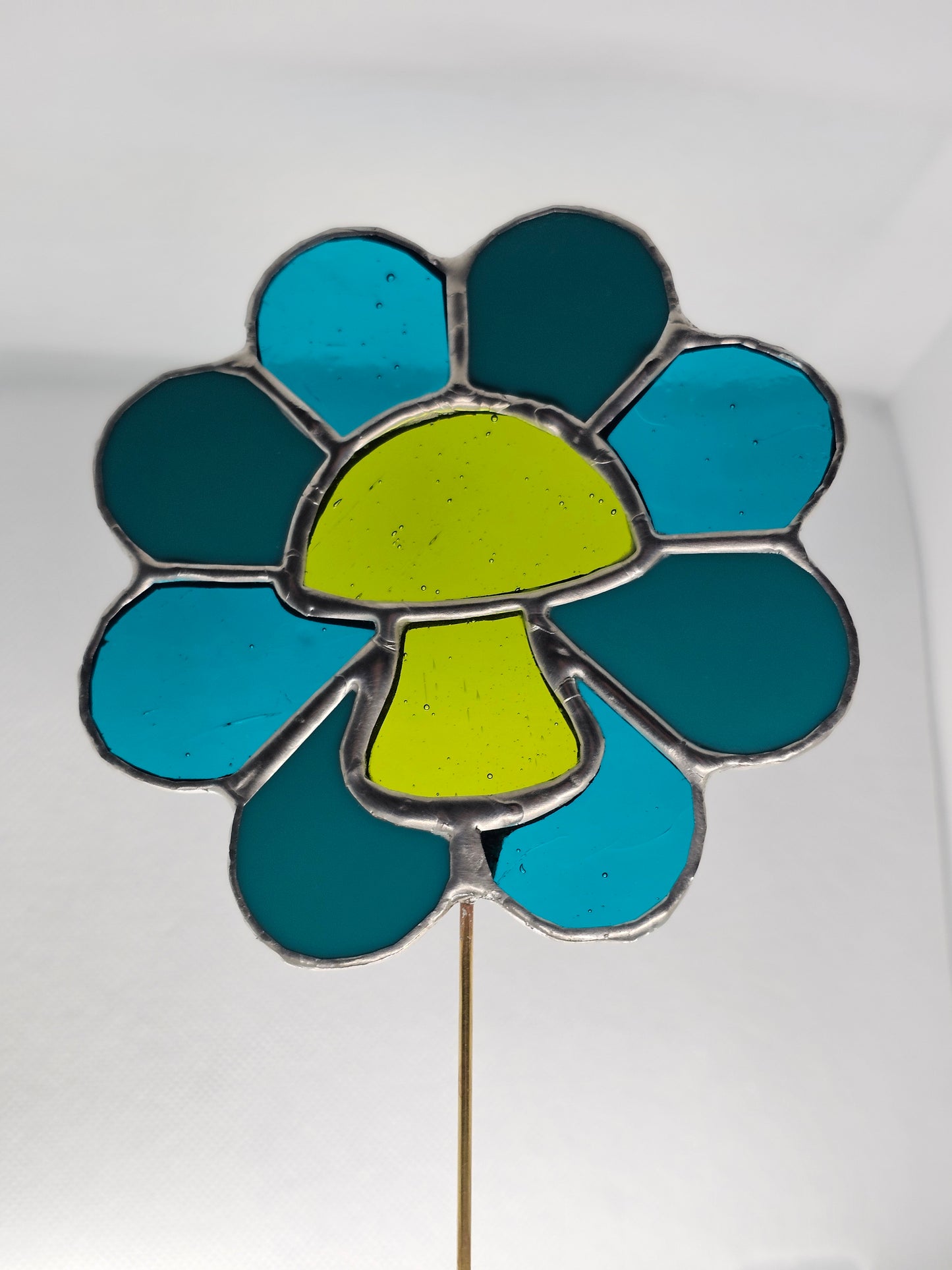 Groovy Mushroom Flower Stained Glass Plant Stake