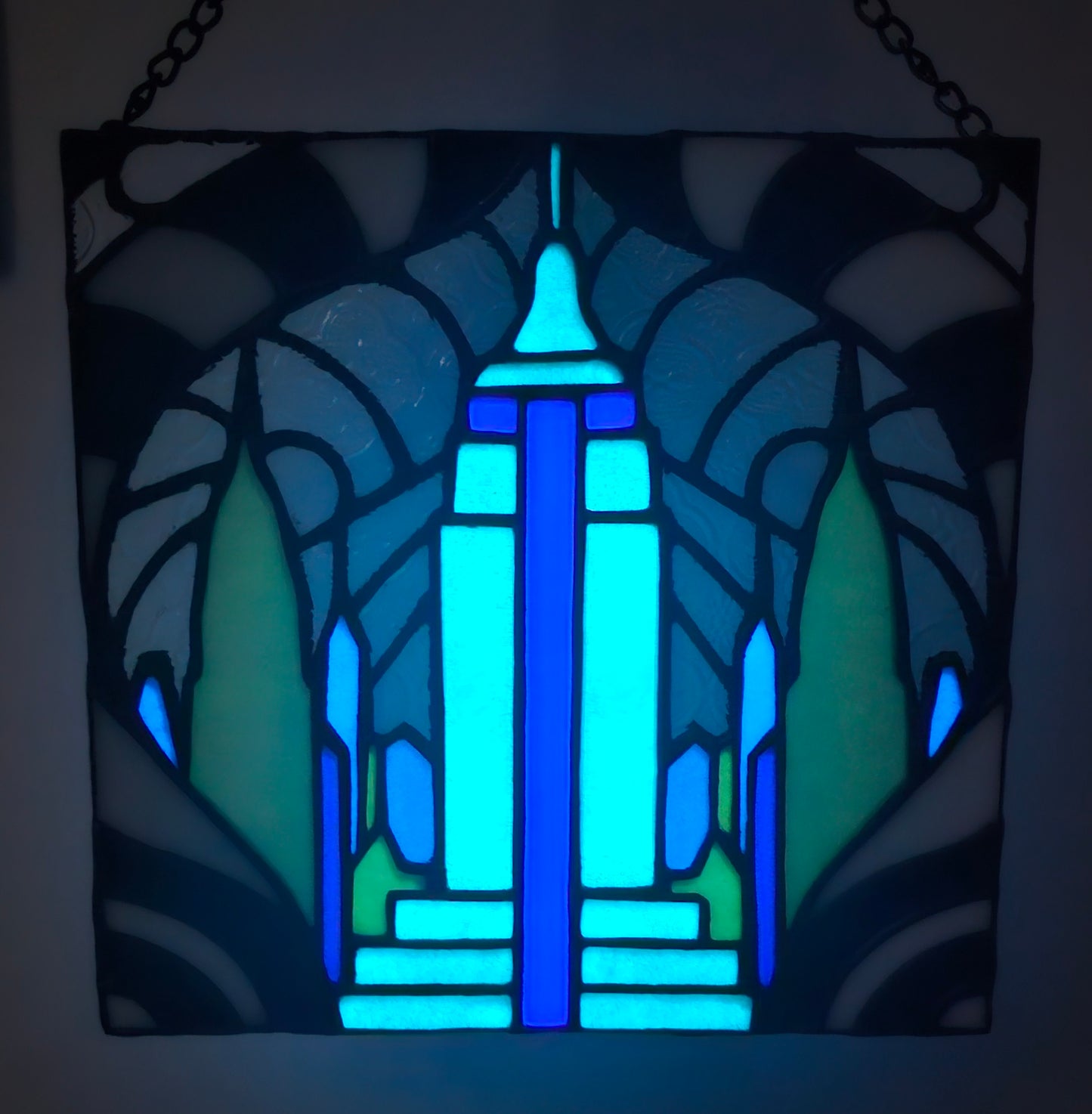 City That Never Sleeps [GLOW-IN-THE-DARK]  Stained Glass Art