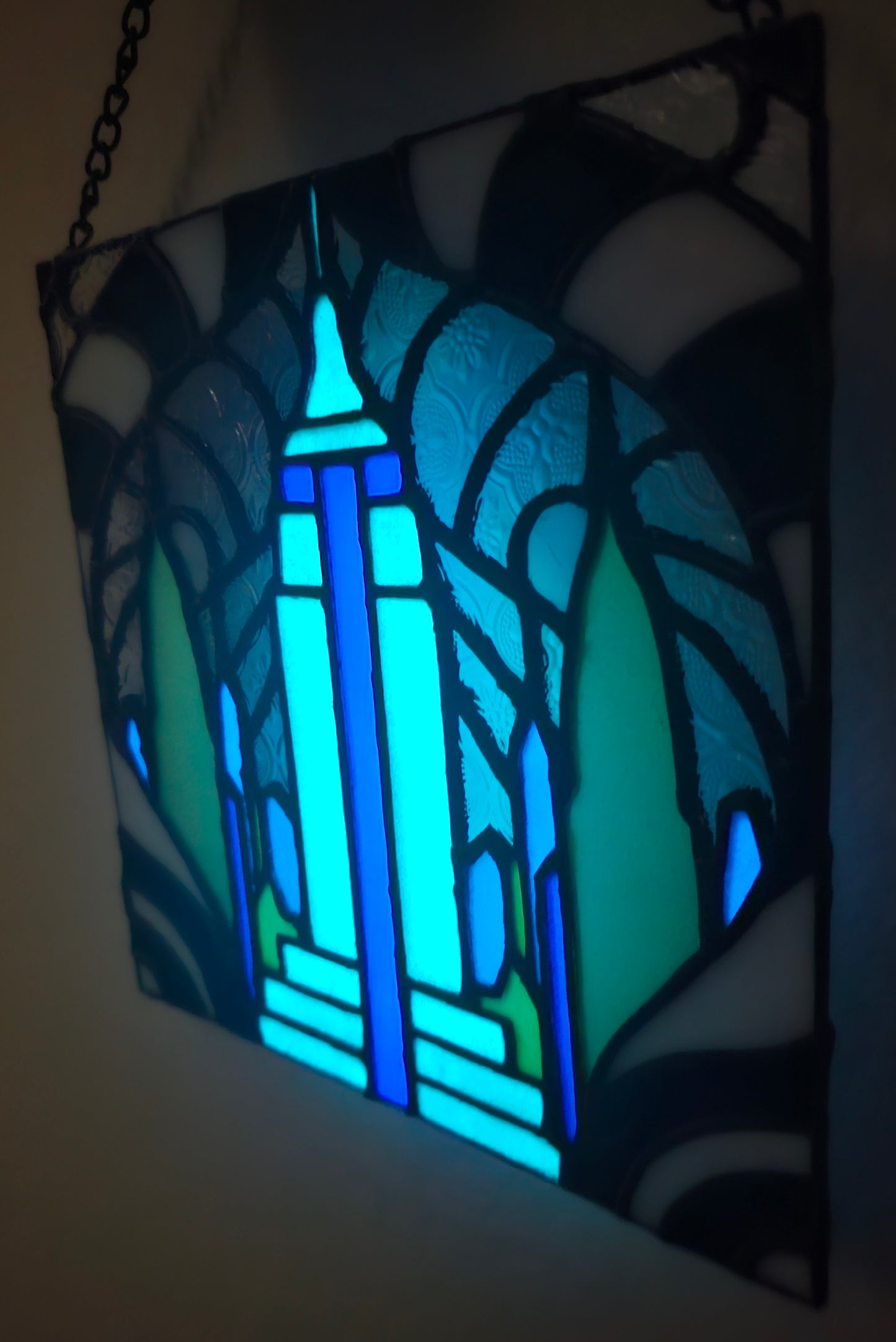 City That Never Sleeps [GLOW-IN-THE-DARK]  Stained Glass Art