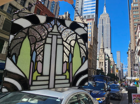 City That Never Sleeps [GLOW-IN-THE-DARK]  Stained Glass Art