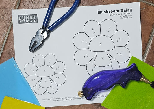 [Commercial License] DIY Mushroom Daisy Template - Digital Download - Stained Glass Pattern