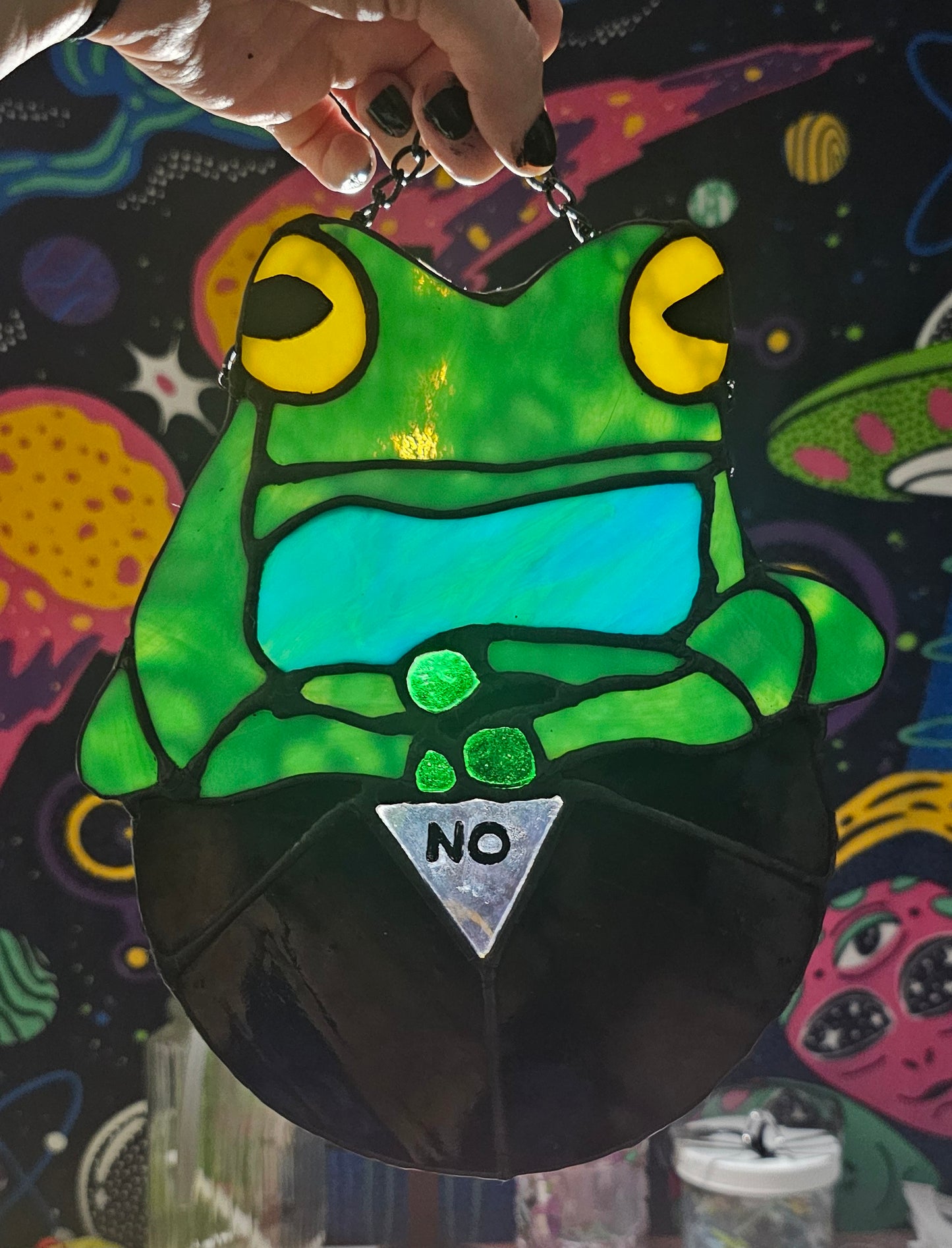 [Hobby License] DIY Magic 8 Frog Stained Glass Pattern - Customizable Fortune PDF - Digital Download