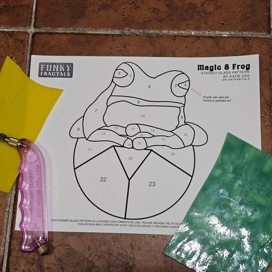 [Hobby License] DIY Magic 8 Frog Stained Glass Pattern - Customizable Fortune PDF - Digital Download