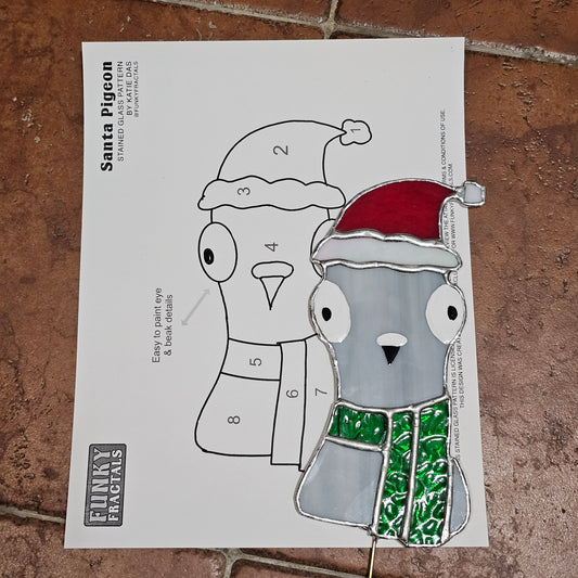 [Hobby License] DIY Santa Pigeon Stained Glass Pattern - PDF Digital Download