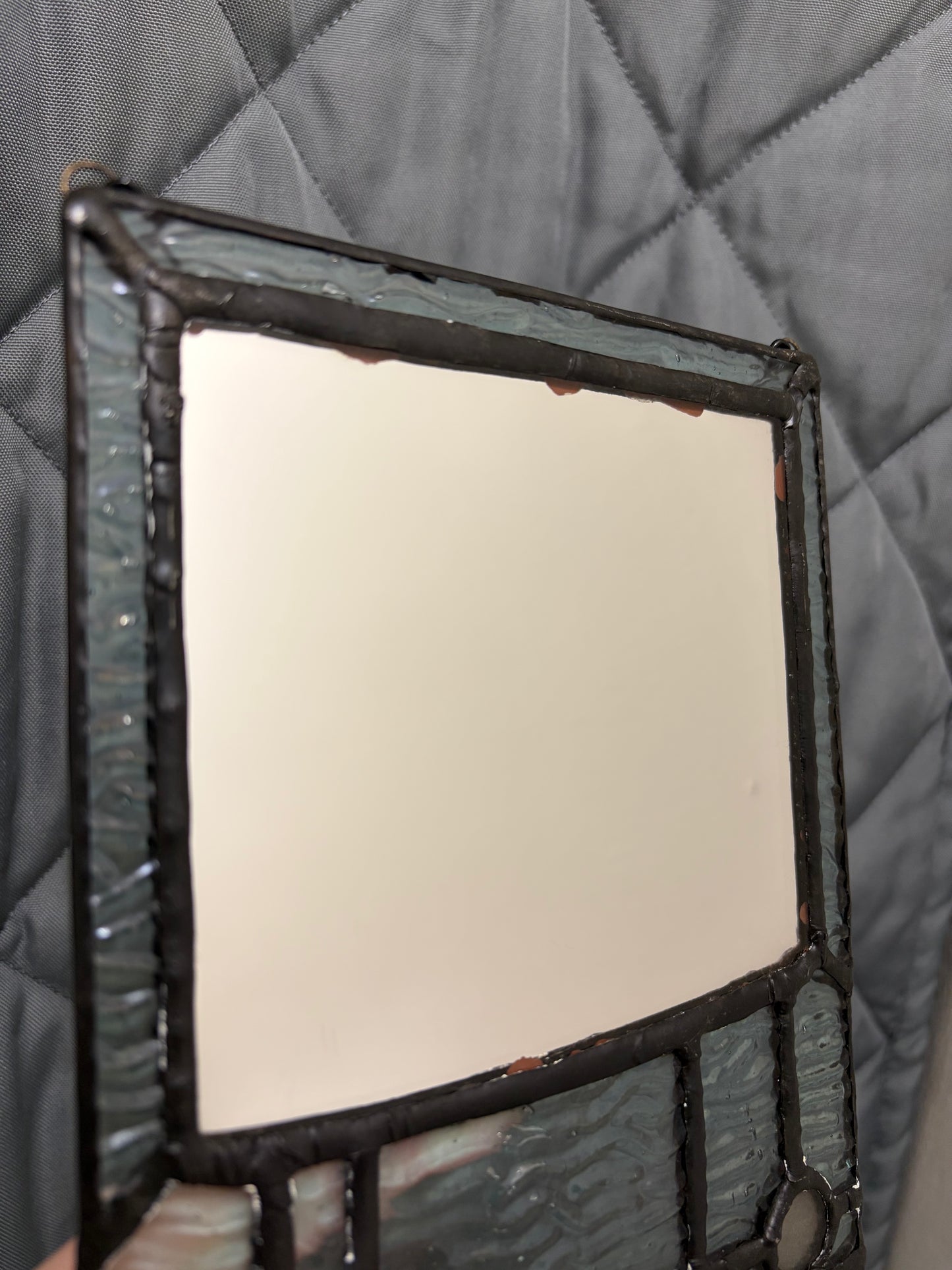 Translucent Blue Retro Gamer - Stained Glass Mirror