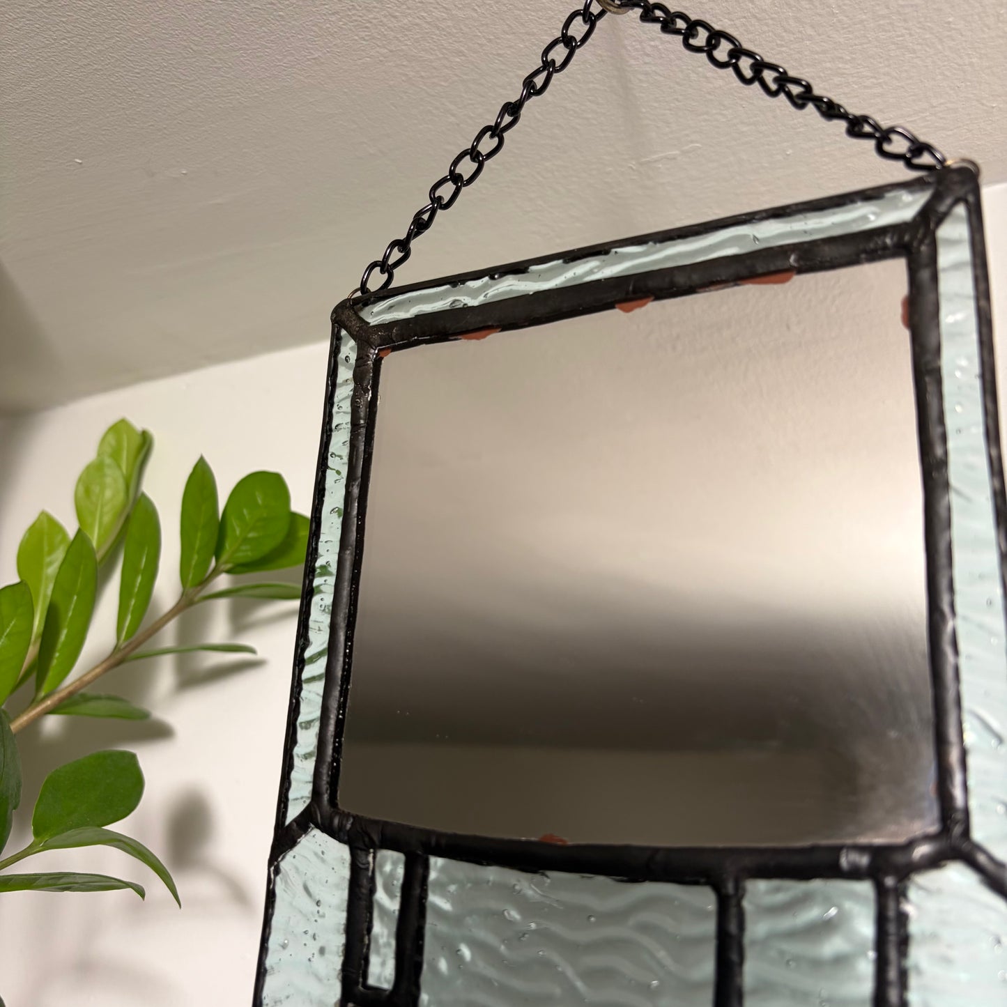 Translucent Blue Retro Gamer - Stained Glass Mirror
