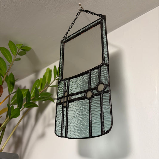 Translucent Blue Retro Gamer - Stained Glass Mirror