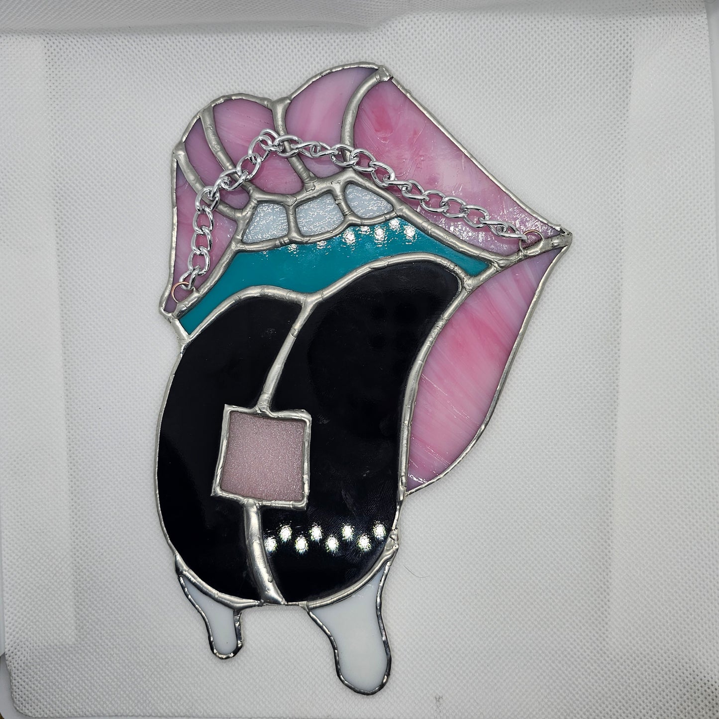 Oil Slick Acid Drip [GLOW-IN-THE-DARK / Color Changing] Stained Glass Wall Art