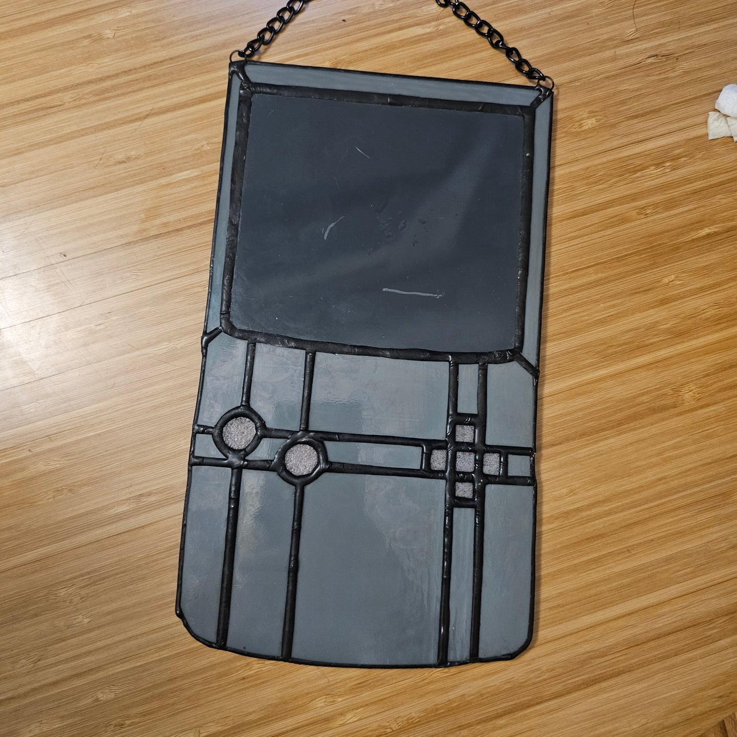 Grey Retro Gamer - Stained Glass Mirror