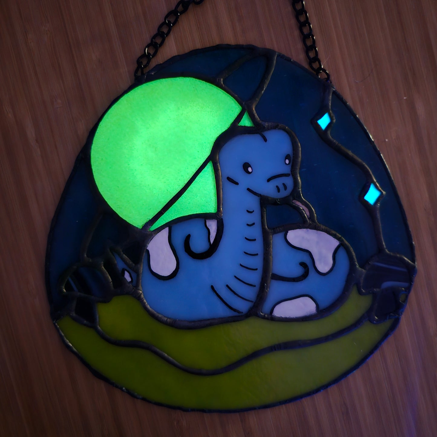 Cosmic Serpent [GLOW-IN-THE-DARK] Stained Glass Art