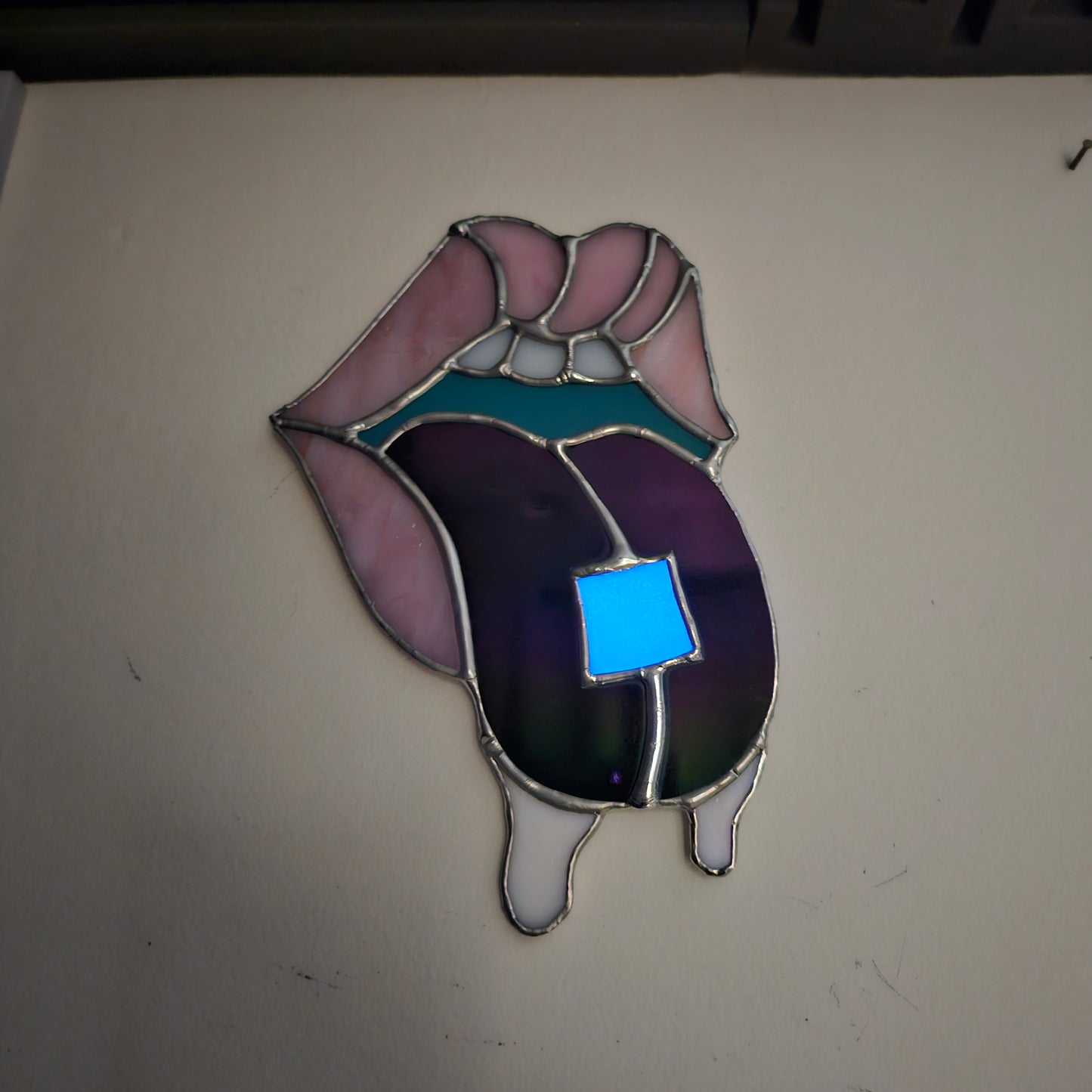 Oil Slick Acid Drip [GLOW-IN-THE-DARK / Color Changing] Stained Glass Wall Art