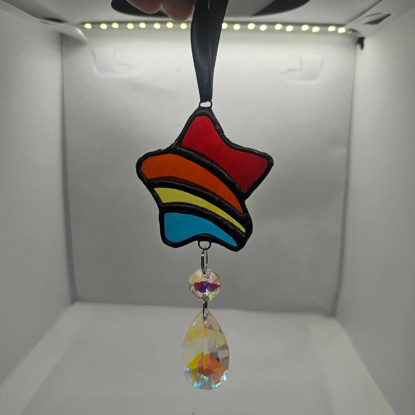 Rainbow Star Stained Glass Sun Catcher