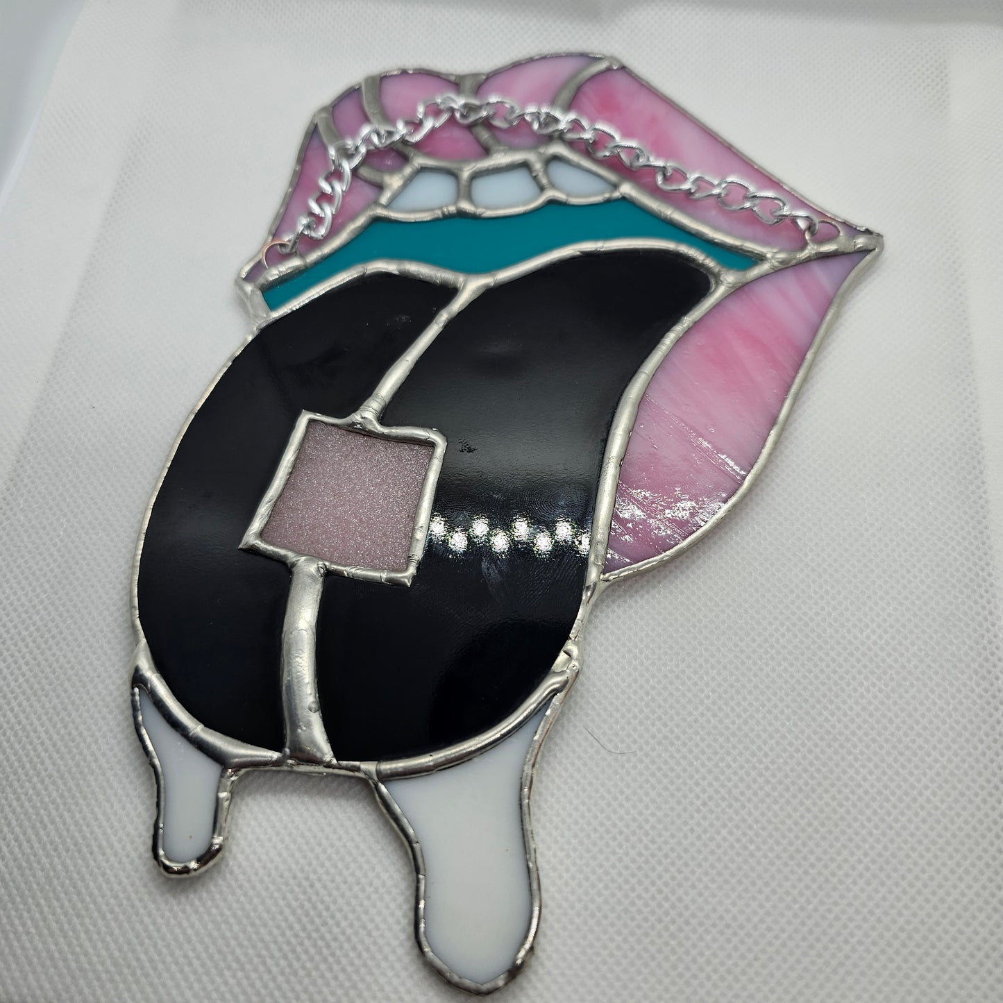 Oil Slick Acid Drip [GLOW-IN-THE-DARK / Color Changing] Stained Glass Wall Art