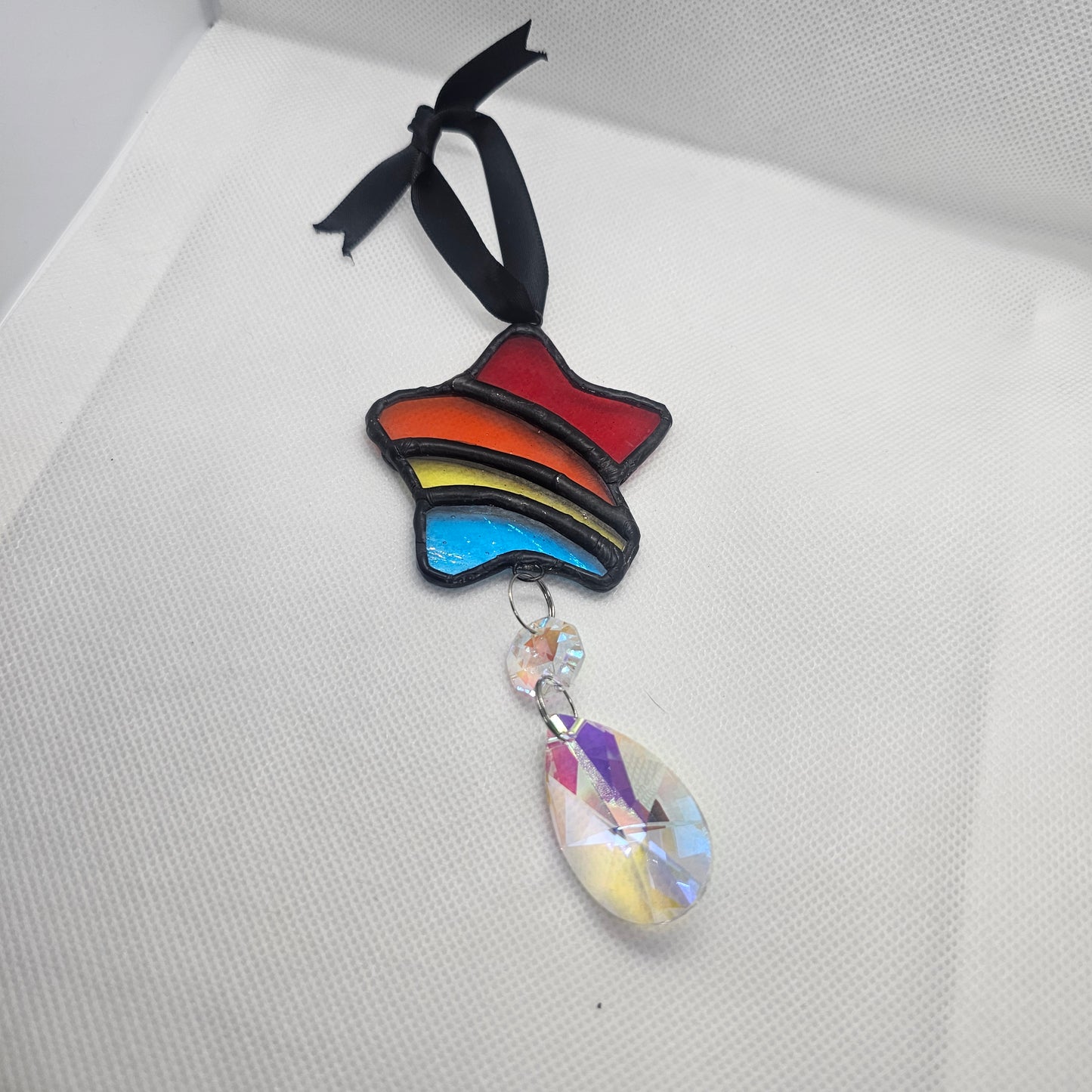 Rainbow Star Stained Glass Sun Catcher