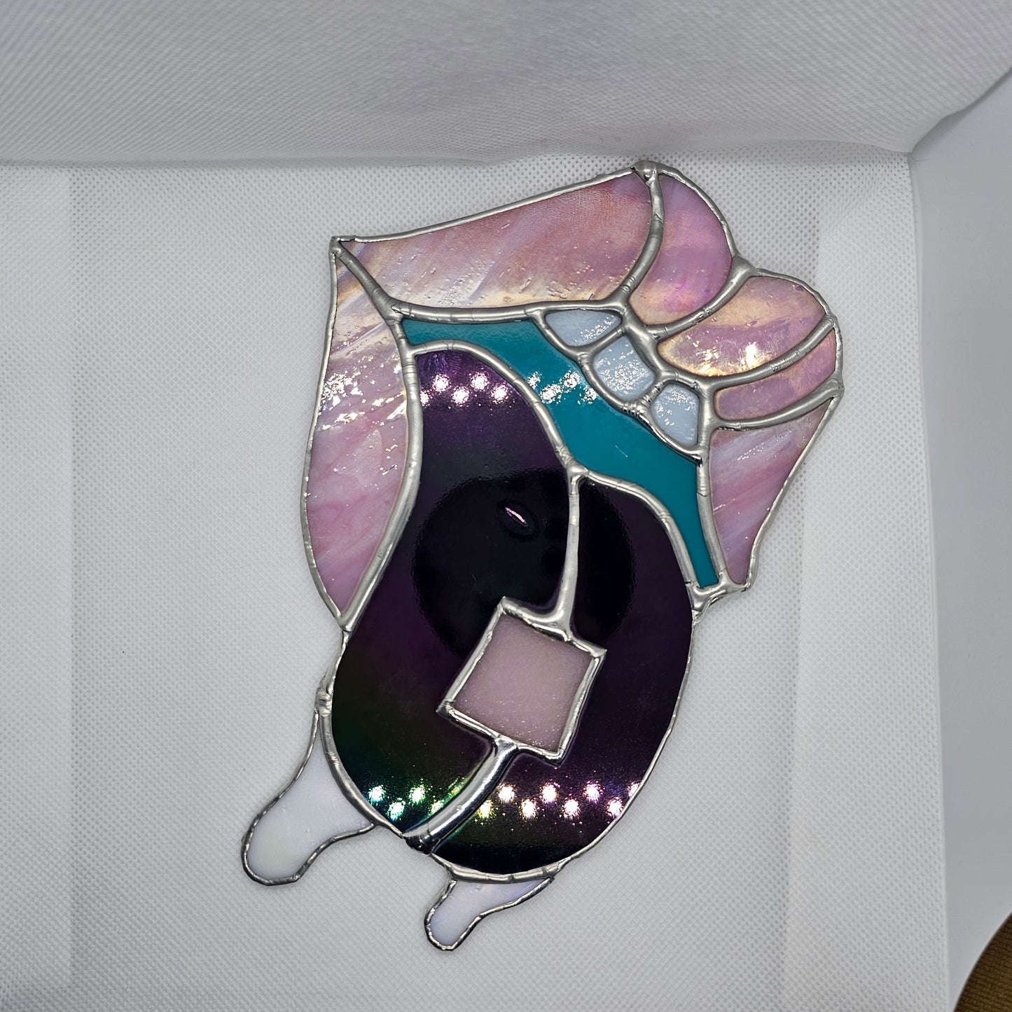 Oil Slick Acid Drip [GLOW-IN-THE-DARK / Color Changing] Stained Glass Wall Art