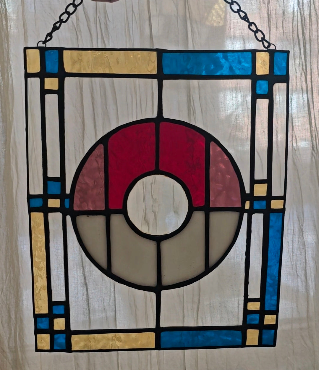 Modern Art Pokeball - Stained Glass Sun Catcher