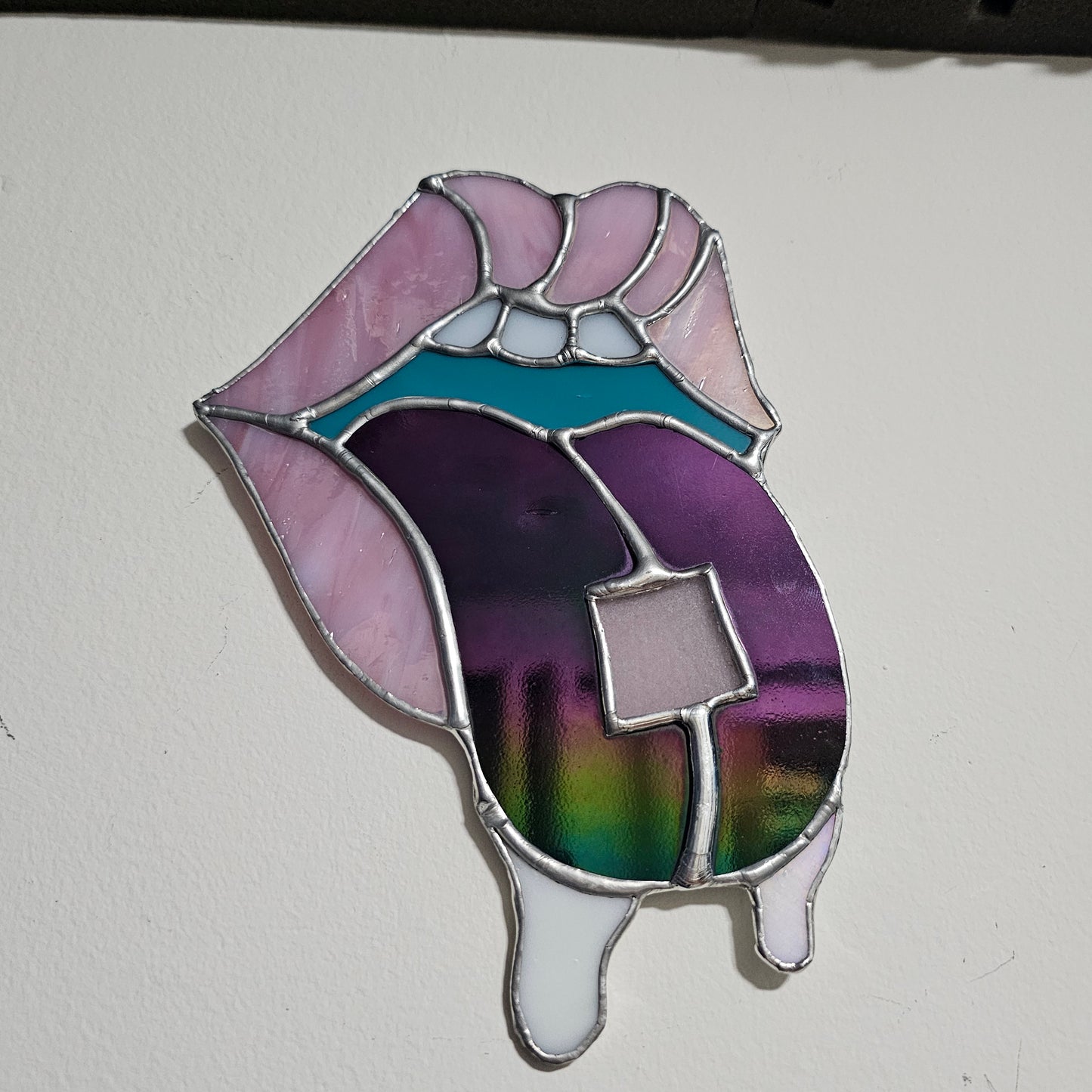 Oil Slick Acid Drip [GLOW-IN-THE-DARK / Color Changing] Stained Glass Wall Art