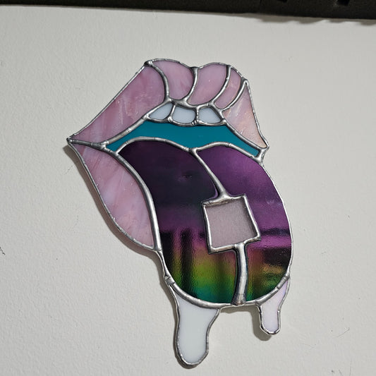 Oil Slick Acid Drip [GLOW-IN-THE-DARK / Color Changing] Stained Glass Wall Art