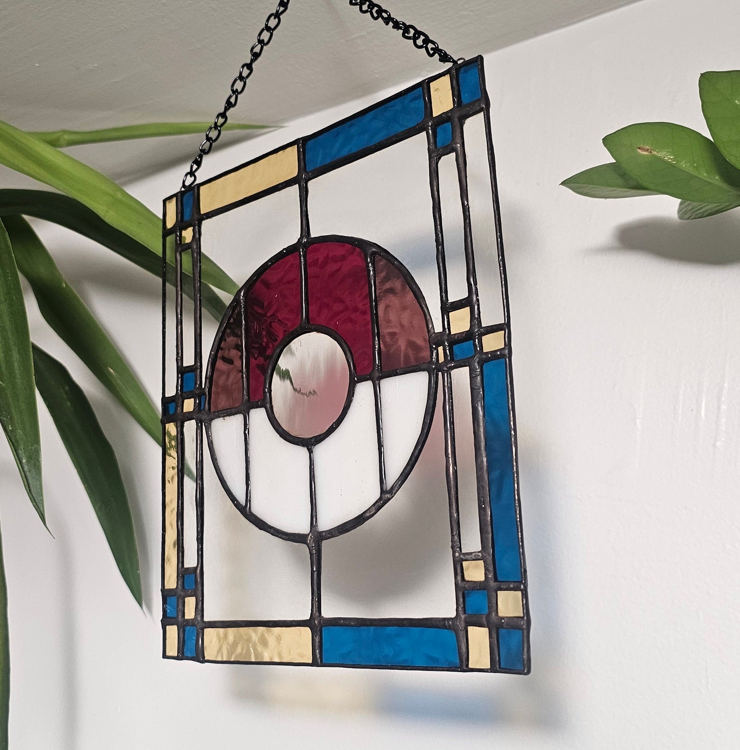 Modern Art Pokeball - Stained Glass Sun Catcher