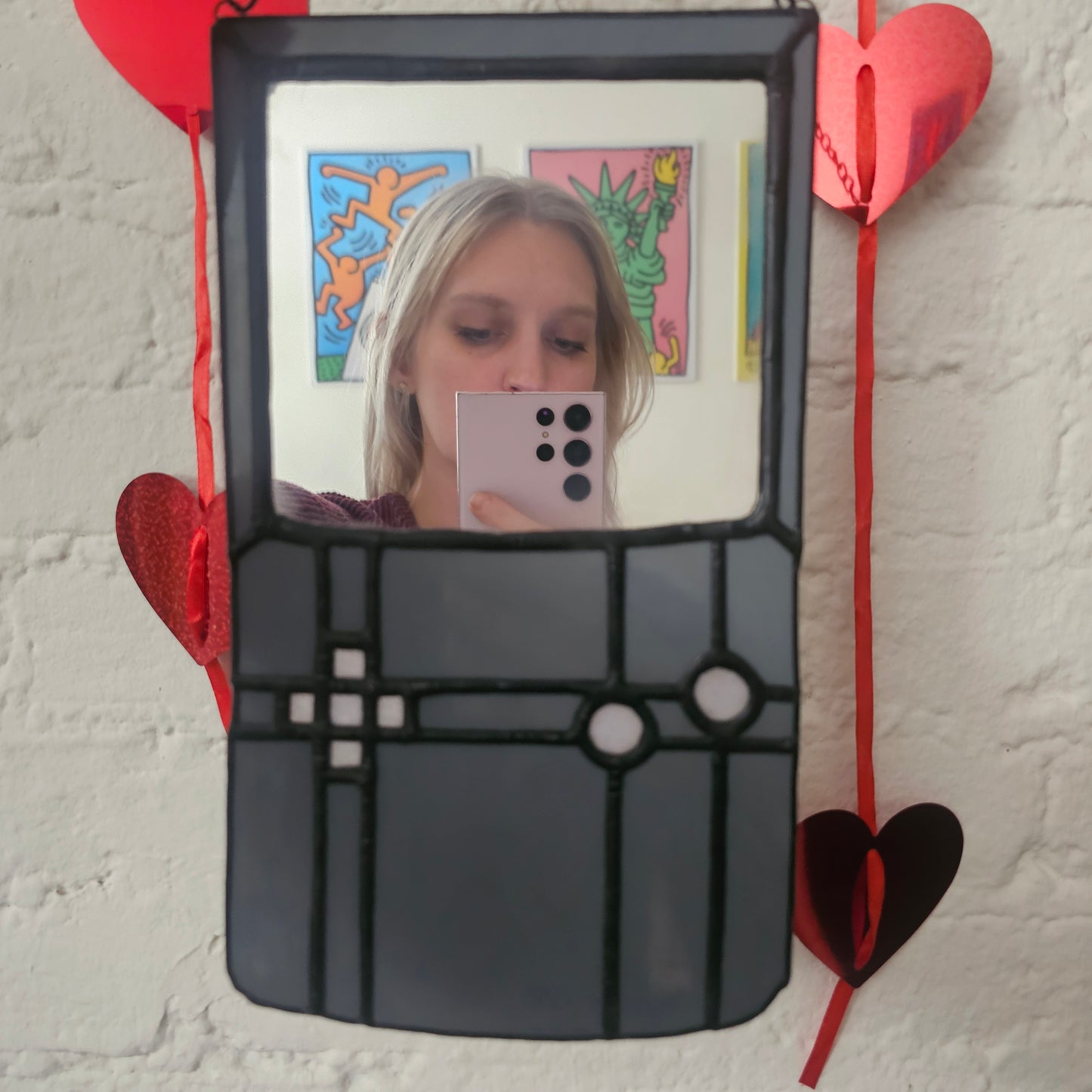 Grey Retro Gamer - Stained Glass Mirror