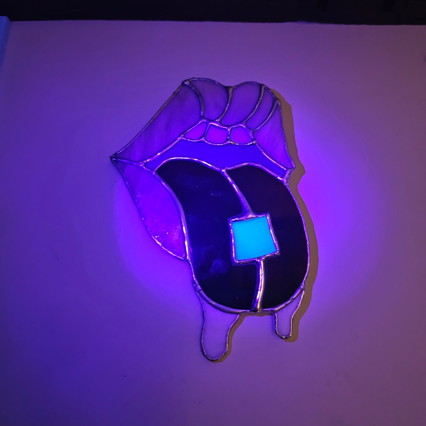 Oil Slick Acid Drip [GLOW-IN-THE-DARK / Color Changing] Stained Glass Wall Art