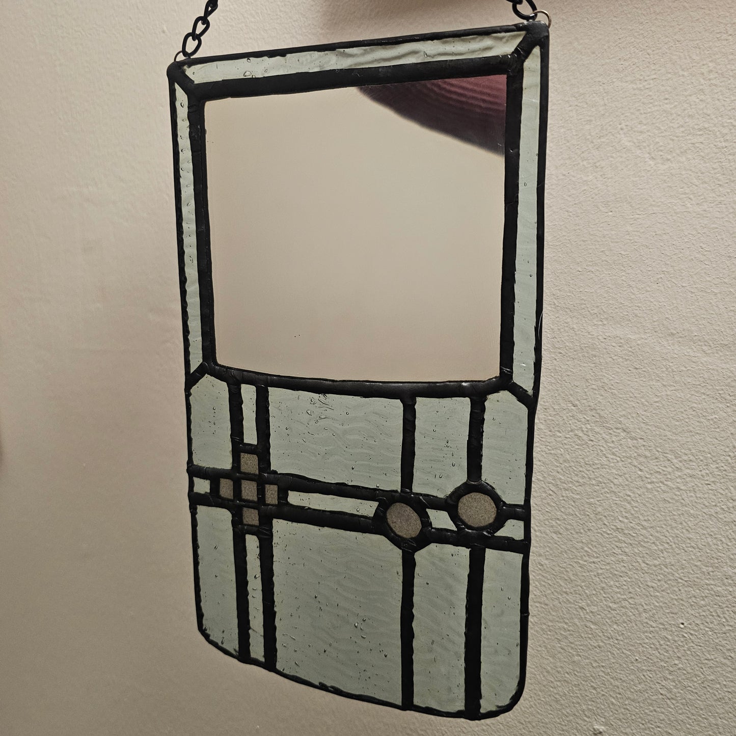 Translucent Blue Retro Gamer - Stained Glass Mirror