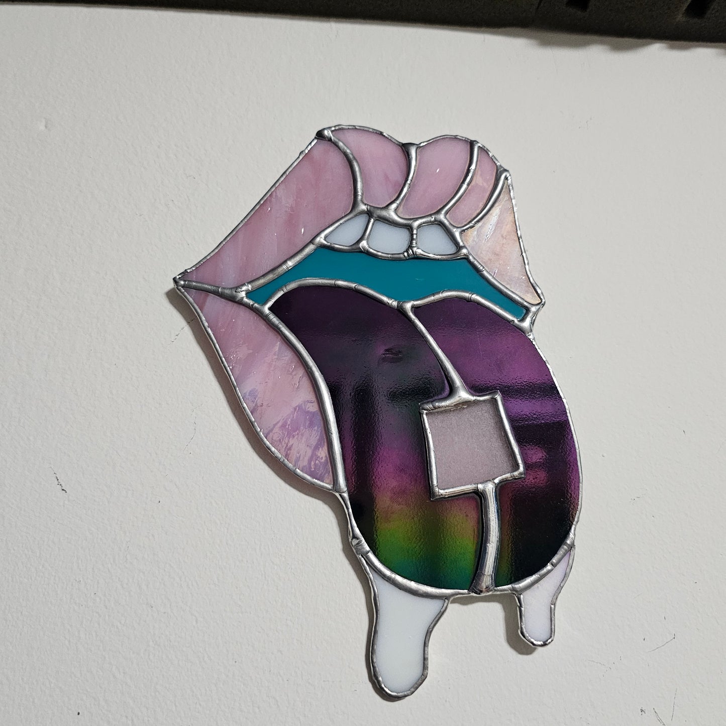 Oil Slick Acid Drip [GLOW-IN-THE-DARK / Color Changing] Stained Glass Wall Art
