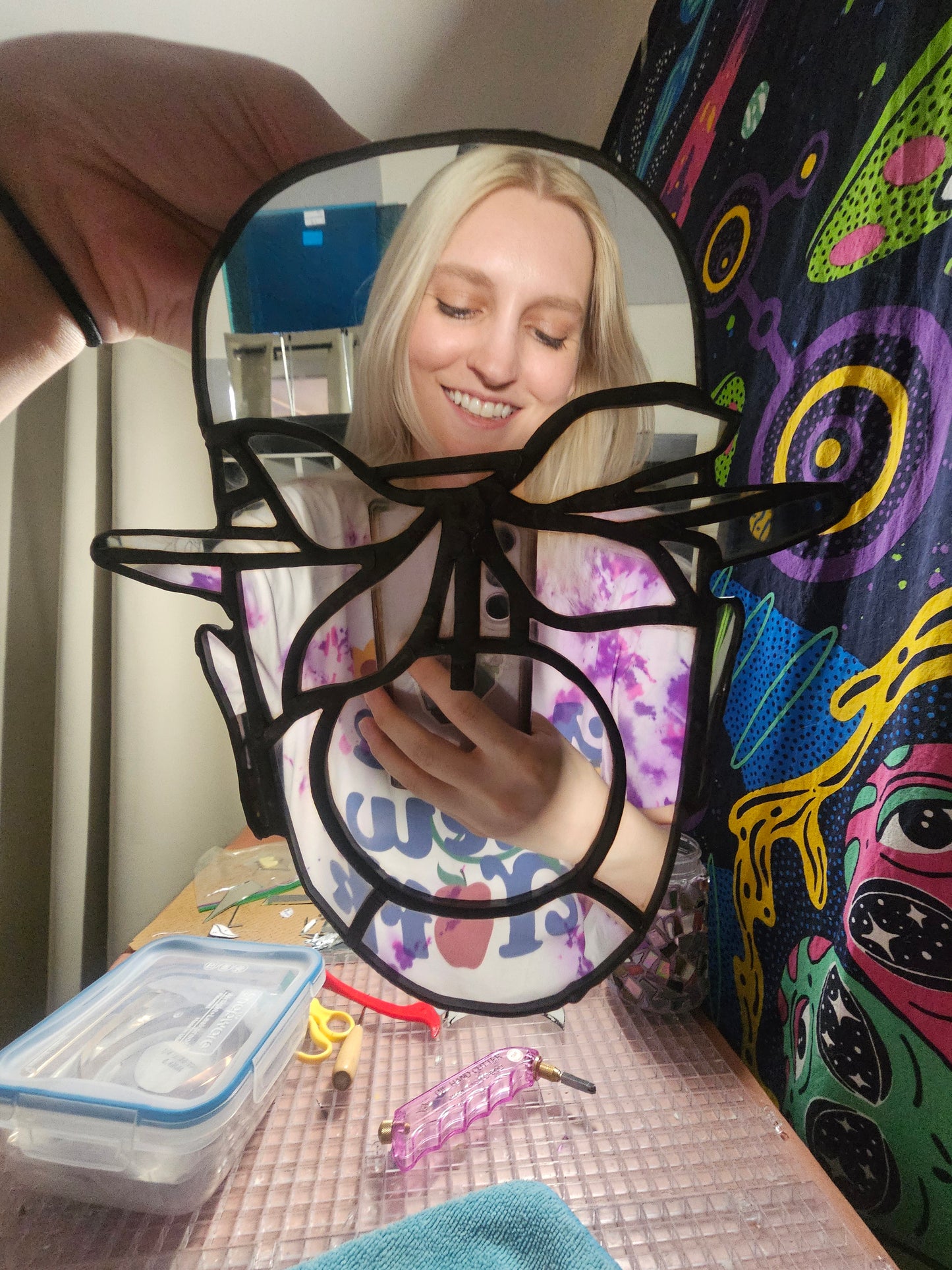 Magritte Mirror - Tiffany Stained Glass Wall Mirror