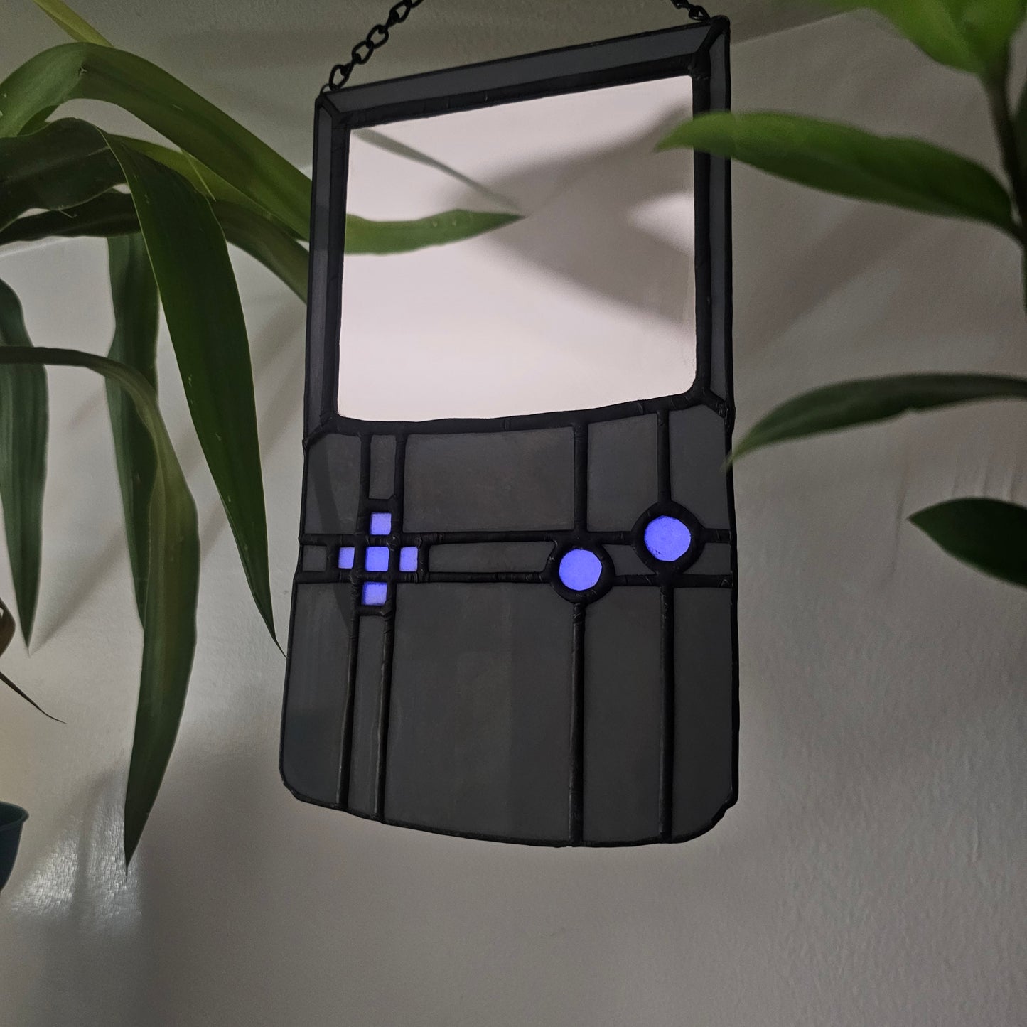 Grey Retro Gamer - Stained Glass Mirror