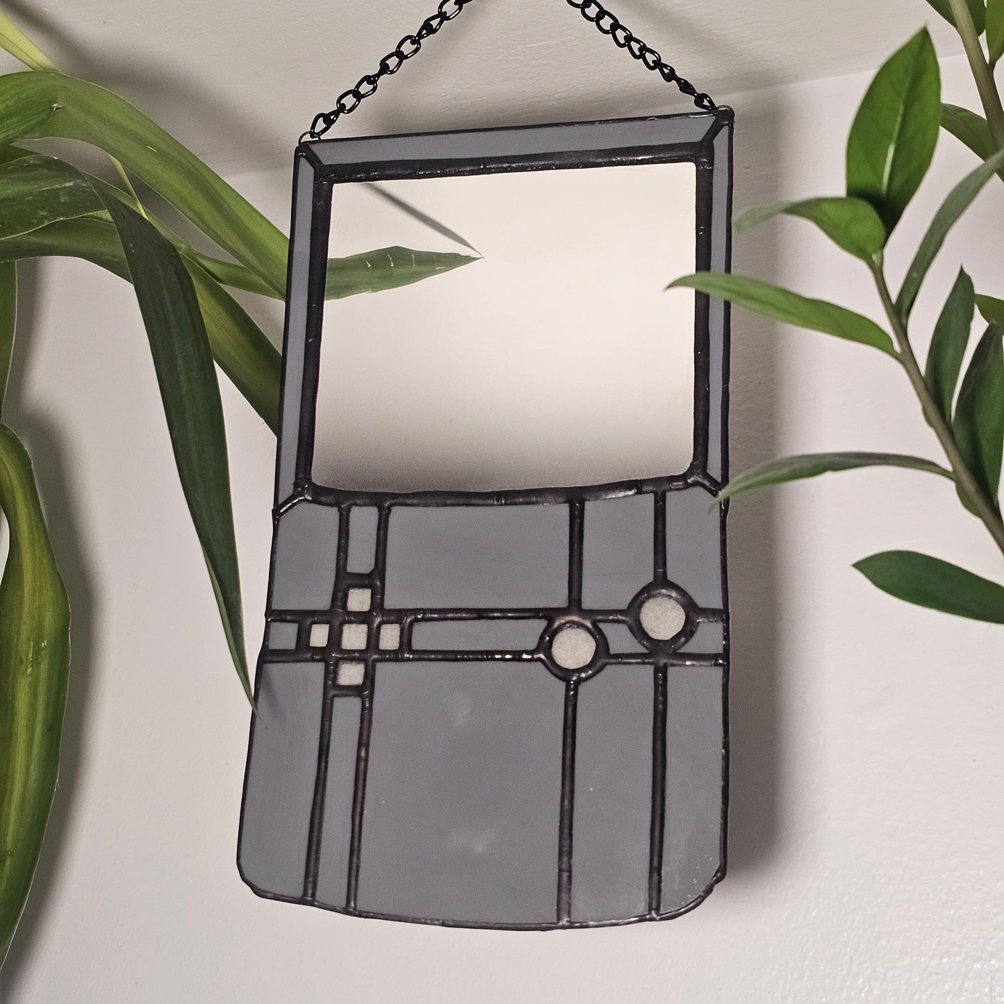 Grey Retro Gamer - Stained Glass Mirror