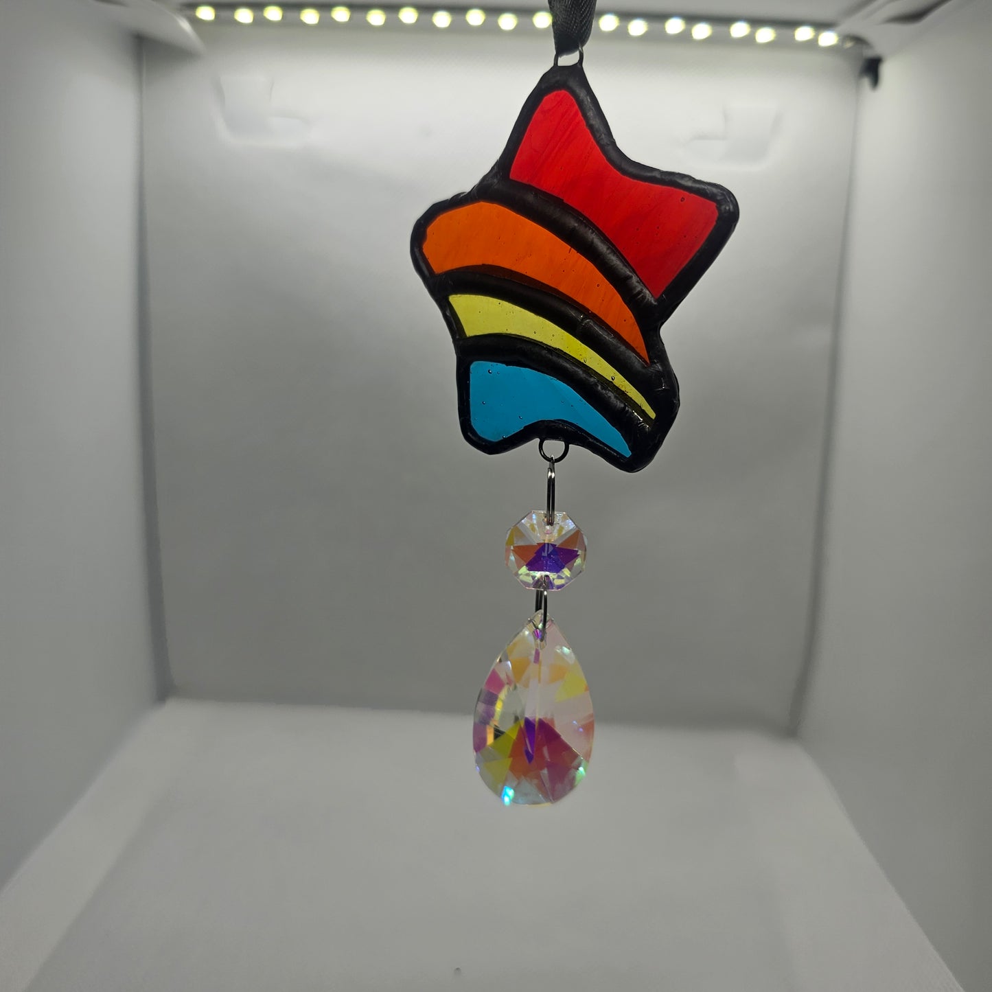 Rainbow Star Stained Glass Sun Catcher