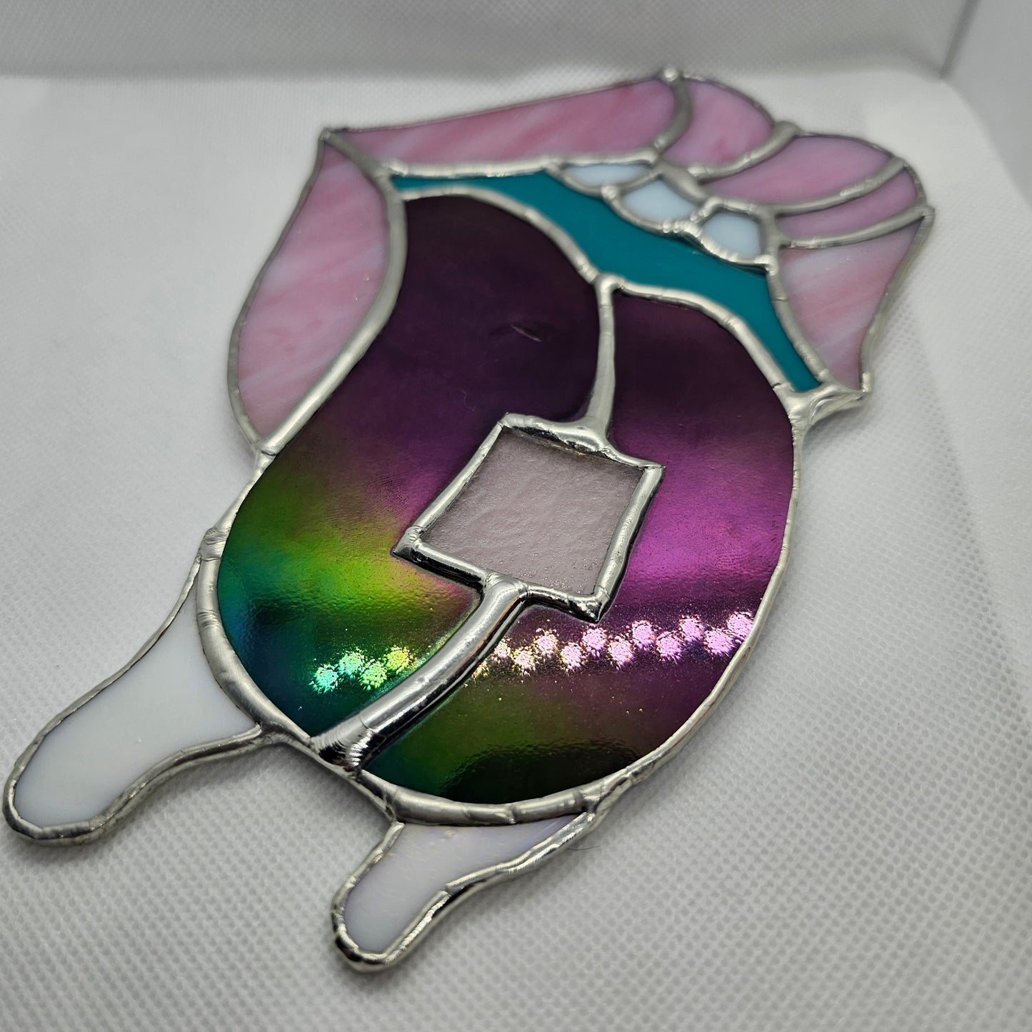 Oil Slick Acid Drip [GLOW-IN-THE-DARK / Color Changing] Stained Glass Wall Art